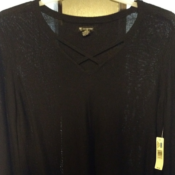 NWT! New Directions XL Sweater Slits & Cross Neck - Picture 1 of 8